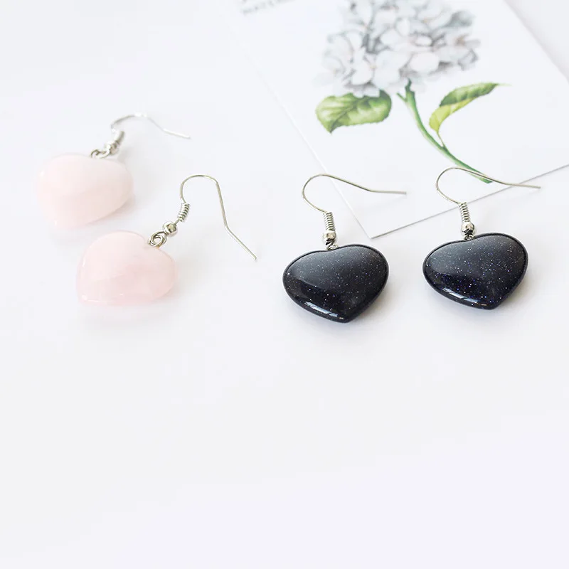 

Starry Bling Crystal Light Pink Black Heart Women Romantic Dangle Earrings Drop Earrings