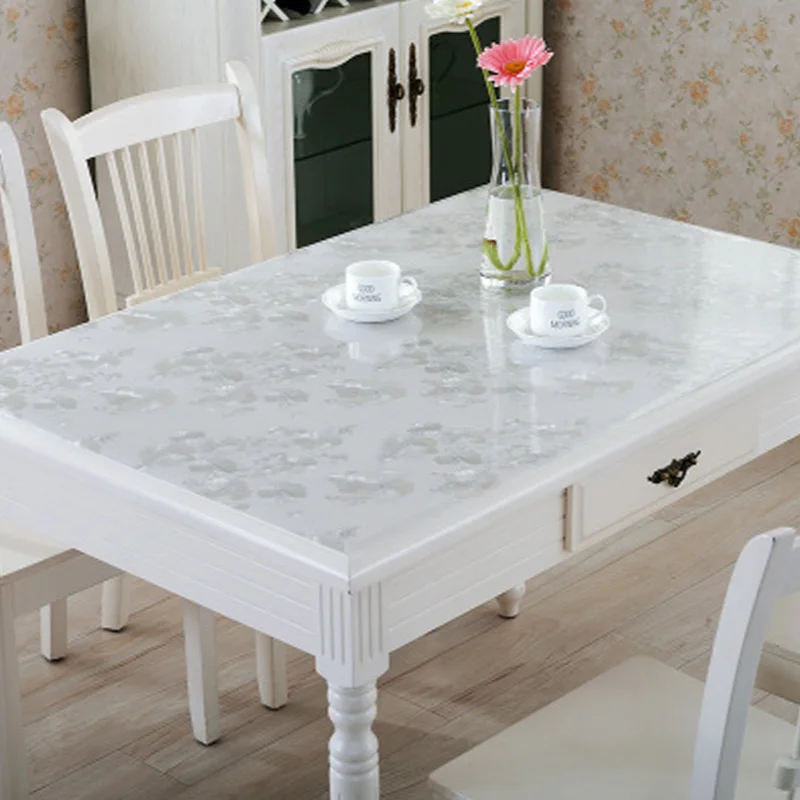 3 Flower BALLE PVC скатерть Водонепроницаемая прямоугольная маслостойкая Скатерть для кухонного стола пластиковая мягкая стеклянная Защитная скатерть высокое качество - Цвет: 3 Flower