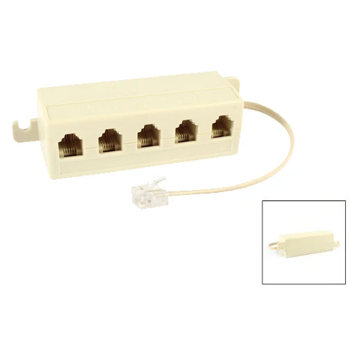 PLA-Beige RJ11 6P4C штекер на 5 портов 6P2C гнездовая розетка телефонная линия сплиттер