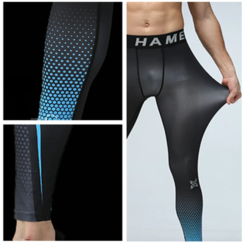 Спортивные Леггинсы 2017 мужские Бег Штаны сжатия тренажерный зал Колготки
