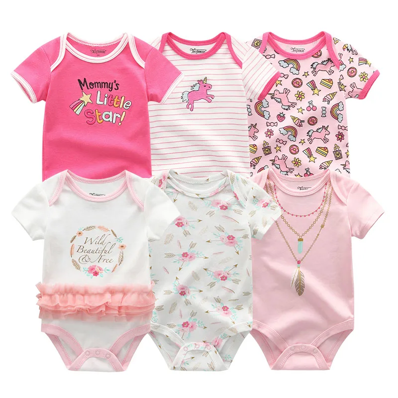 

2020 Newborn 6PCS/lot 0-12M Baby Girl Clothes Cotton Baby Boy Clothes Girls Baby Clothing Unicorn Bodysuits Roupa de bebe