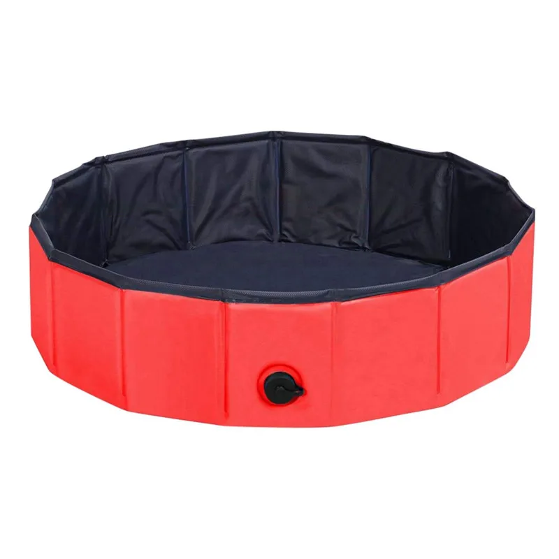 Pet Dog Bathtub Folding Basin for Dogs Cats Puppy Kitten Shower Swimming Pool House Bed Strong Bathing Washing Teddy - Цвет: Красный