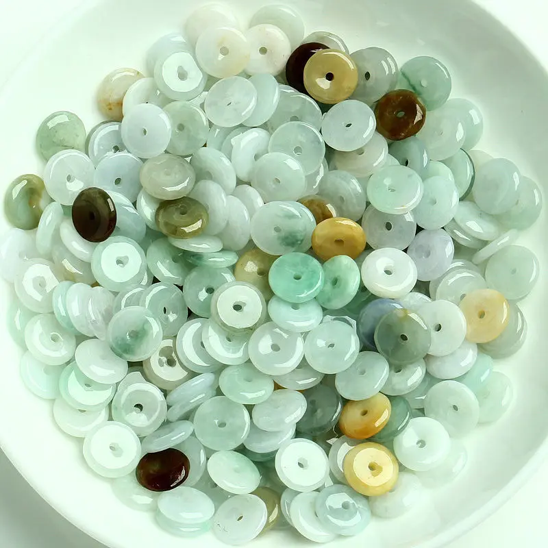 30 шт натуральный многоцветный нефрит (Jadeite) Luck Circle Loose DIY Bead оптом | Украшения и