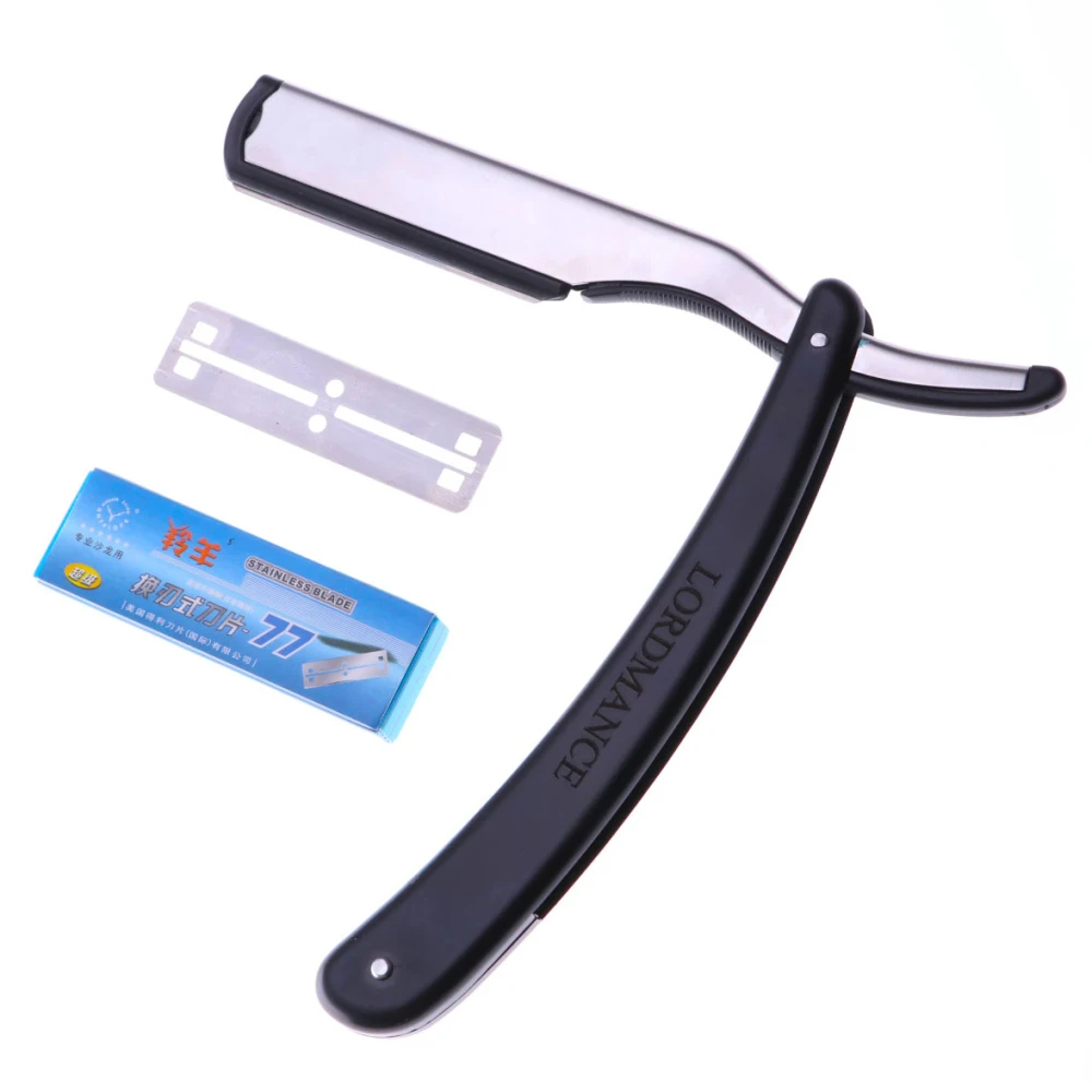 

Shaver 1 Set Men Straight Barber edge Razors Folding Shaving Knife Hair Removal Tools With 10pcs Blades 77-03