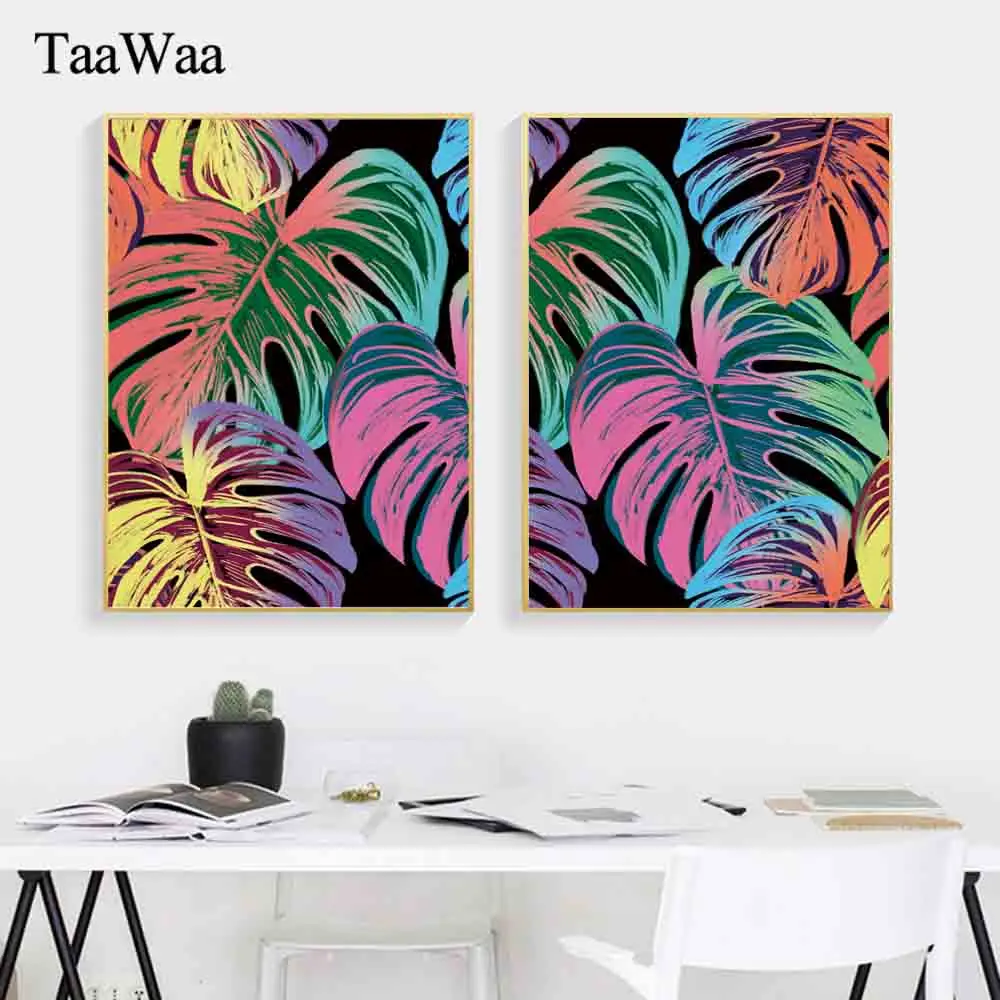 Постеры и принты на холсте с цветными листьями в скандинавском стиле | Дом сад