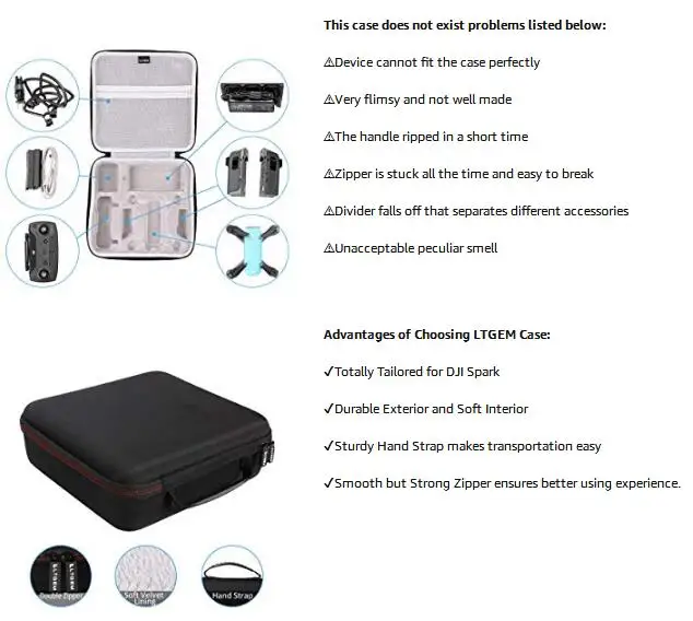 LTGEM чехол для DJI Spark Drone подходит для 4 батарей дрона, защита пропеллера, зарядное устройство, пульт дистанционного управления и другие аксессуары-Bl