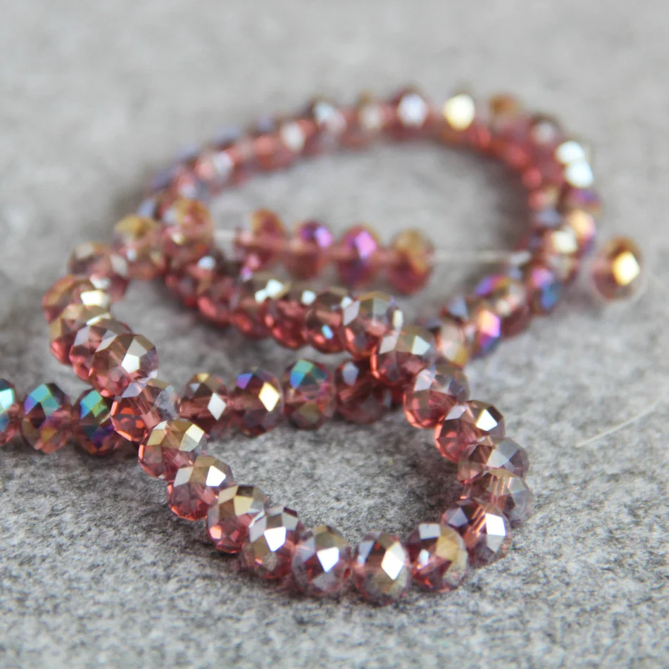 New 6*8mm Faceted Purple AB+ colorful glass Crystal beads stone loose 15inch Hand Made DIY Jewelry making design wholesale | Украшения и