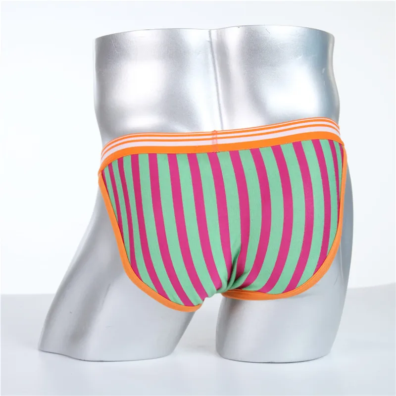 YUFEIDA Men's Striped Underwear Sexy Briefs Cueca Bikini Penis Cover Sinto Masculino Sex Underpants Modal Slip Homme |