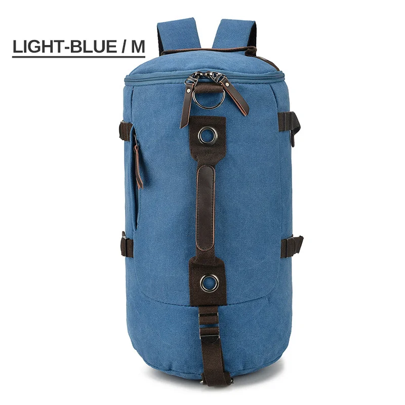 M light blue Мужская холщовая спортивная сумка для фитнеса, мужская сумка для путешествий, сумка на плечо, рюкзак для альпинизма, Большой Вместительный холщовый рюкзак, спортивная сумка XA92D - Цвет: M light blue