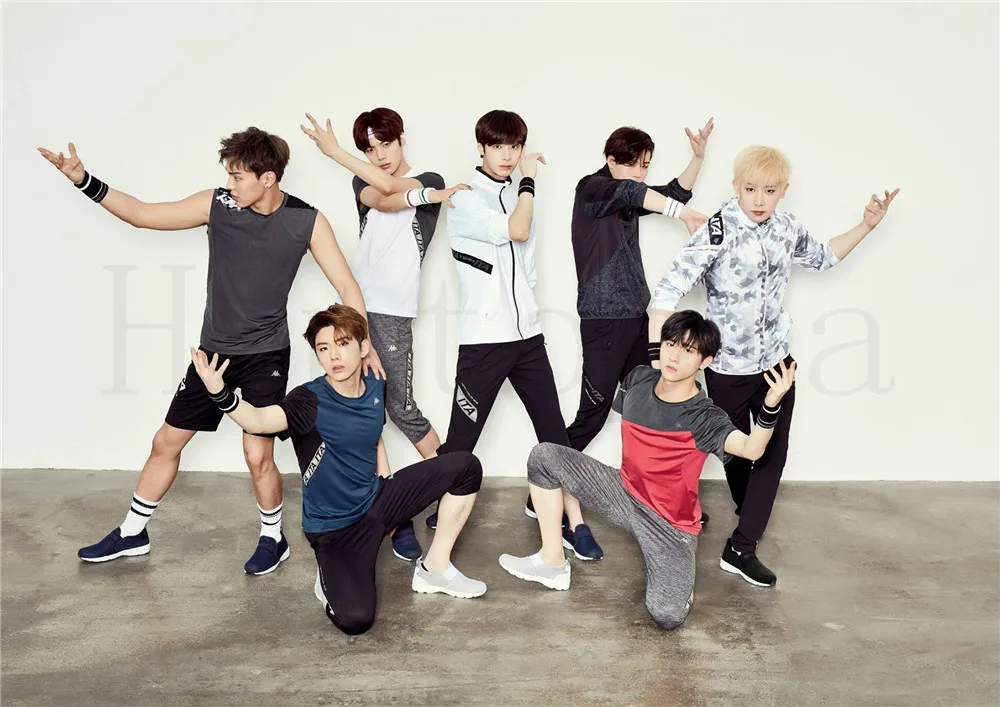 Синий Monsta X постеры, K-POP, наклейки на стену с белым покрытием, бумажные принты, высокое разрешение, украшение для дома, искусство для дома, бренд - Цвет: Синий