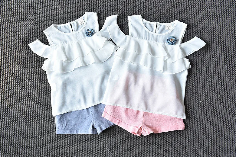 Летняя Новинка 2018 шифоновая рубашка на плечо и шорты AiLe Rabbit для девушек выпуска han