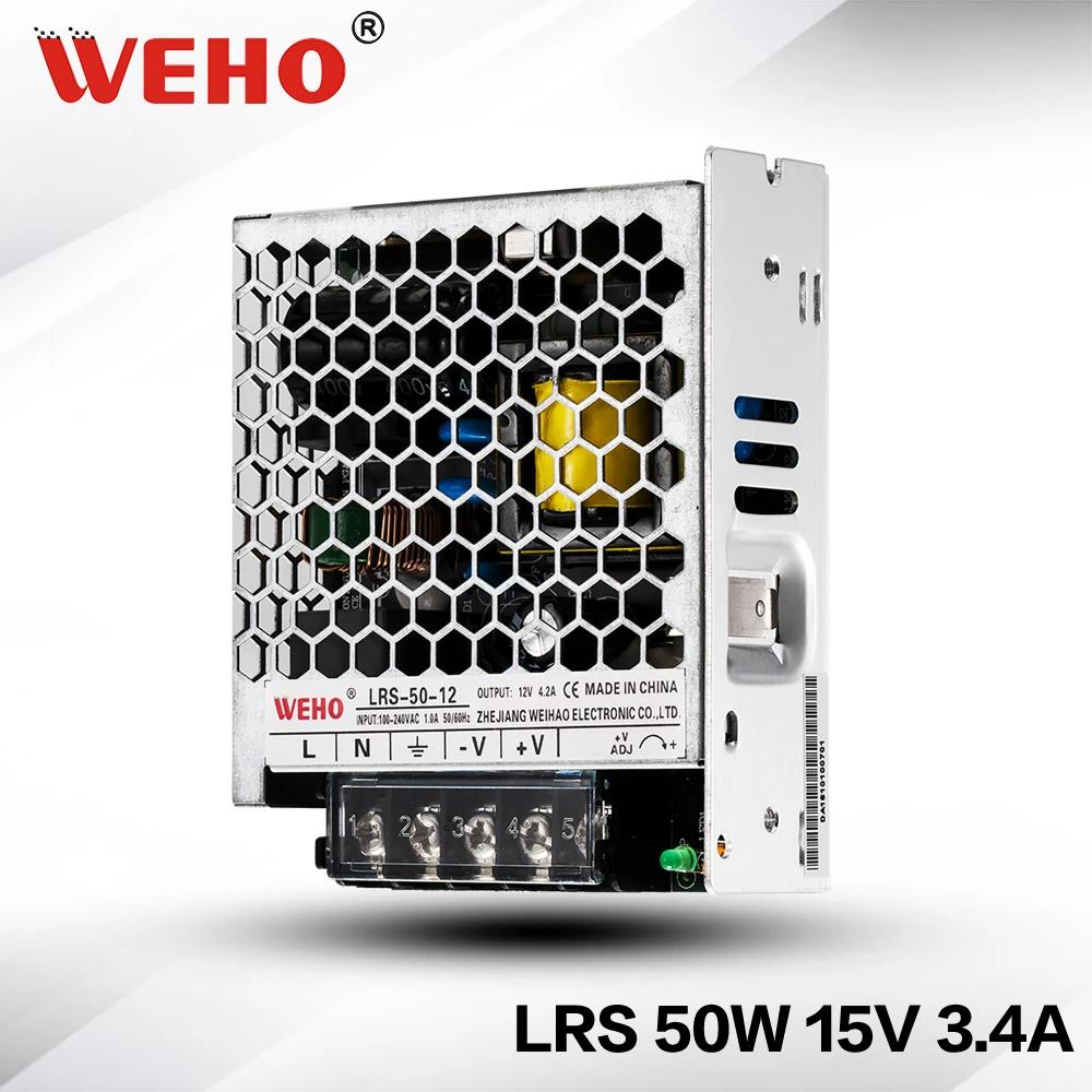(LRS-50-15) WEHO единичный выход тонкого типа 30 мм 50 Вт 15 в 3 4 A источник питания с CE rohs