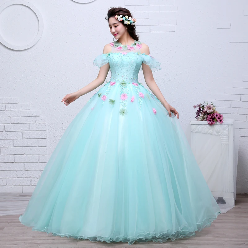 Органза Цветной свадебное платье Новинка 2017 года корейский стиль вырезом