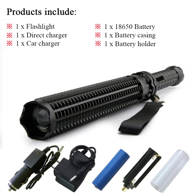 Flashlight C 18650 перезаряжаемый мощный светодиодный фонарик для самозащиты, фонарь xml t6, водонепроницаемый фонарь для охоты, Электрический фонарь - Испускаемый цвет: Flashlight C