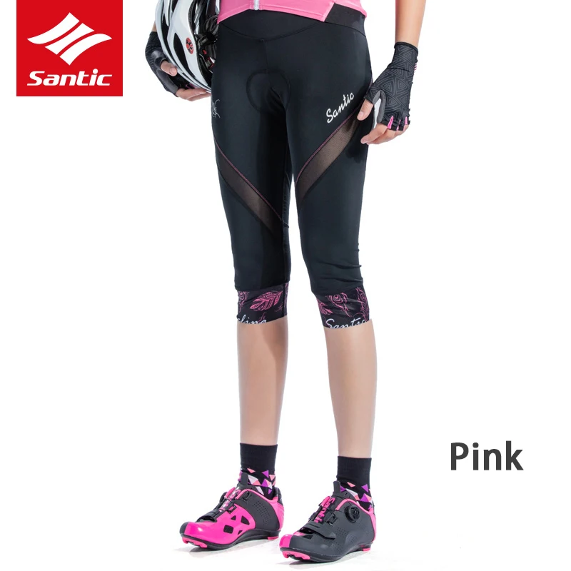 Pink Santic Coolmax 4D мягкие женские велосипедные шорты Весна Лето Уличная дорога MTB езда на велосипеде 6 центов брюки женские колготки шорты - Цвет: Pink