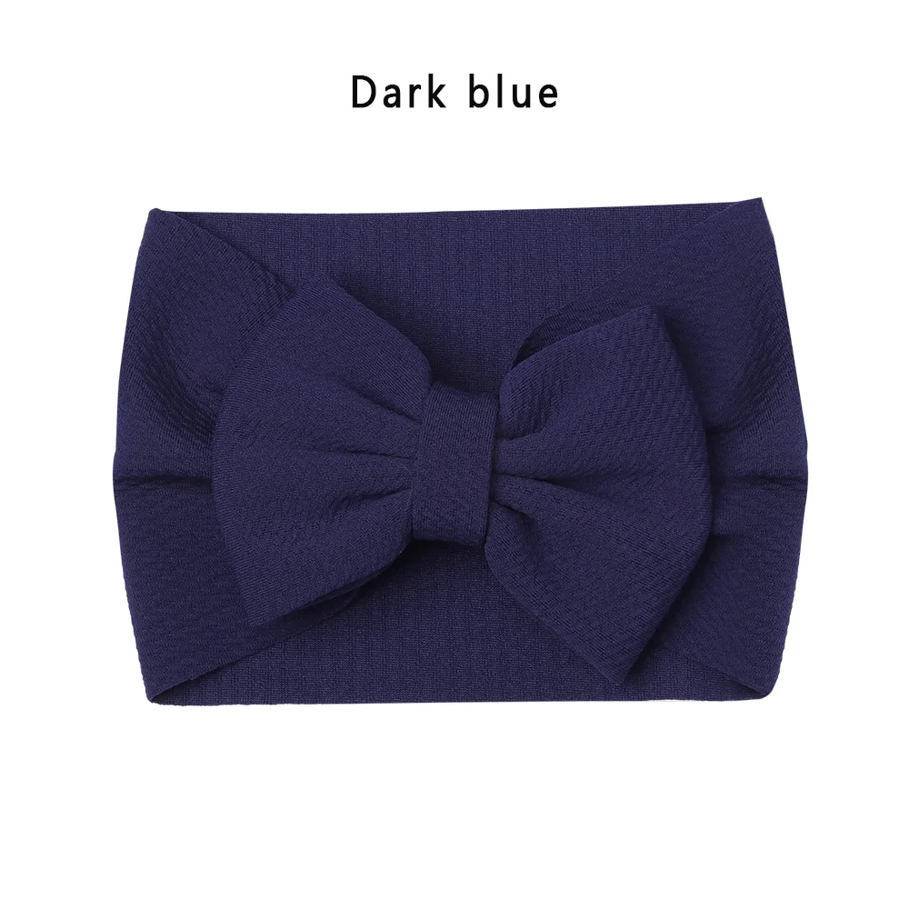 dark blue Новое поступление тюрбан популярный 5 ''большой бант для волос повязка для волос для девочек текстурированная ткань эластичная Детская DIY аксессуары для волос - Цвет: dark blue