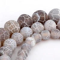 olingart 6mm8mm10mm matte frosted light brown dyeing white stripe natural stone loose round beads diy necklace jewelry making