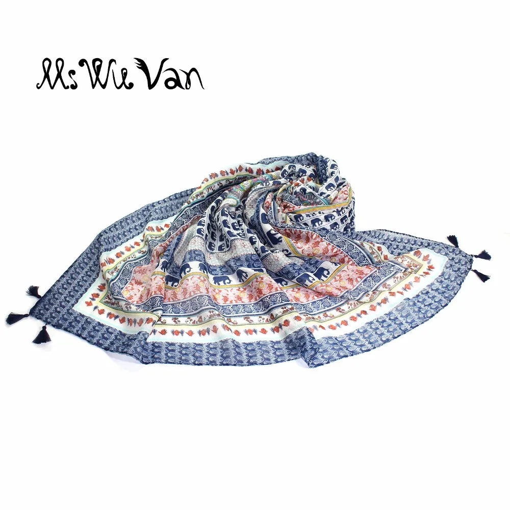 Женский шарф в этническом стиле с принтом виде слона мандалы|floral scarf|printed shawlboho