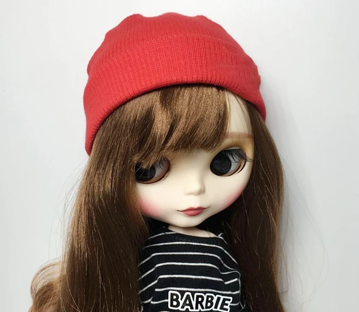 red Модная шапка карамельного цвета для куклы, шапка blyth, вязаная для blyth 1/6, аксессуары для кукольной одежды - Цвет: red