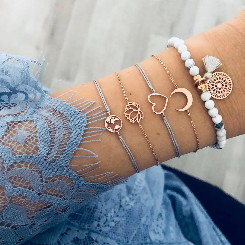 5 шт женский браслет набор для вечеринки легкий гальванический сплав манжеты