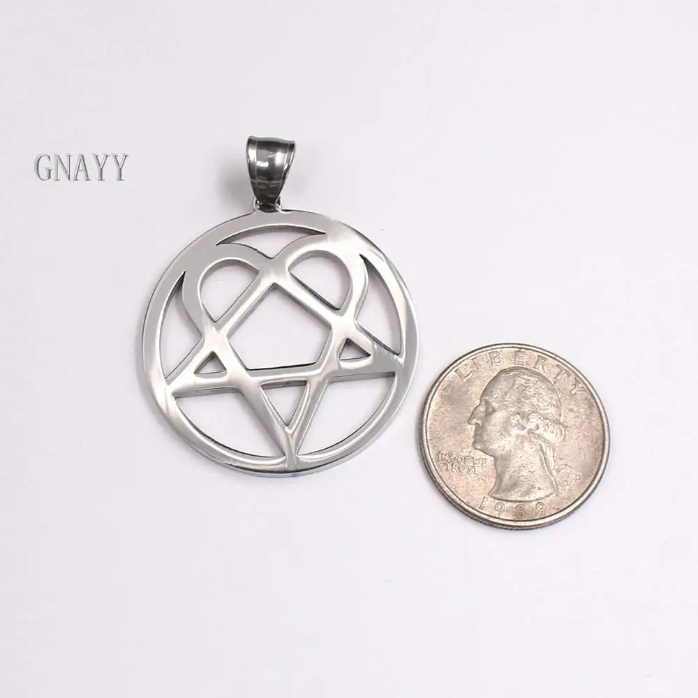 Панк ювелирные изделия ему ожерелье из нержавеющей стали Heartagram кулон Merch Логотип Символ 2" панцирная цепь - Окраска металла: only pendant