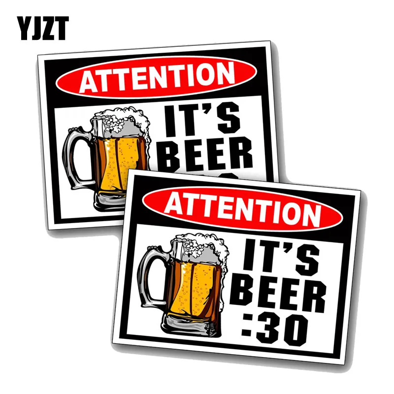

YJZT 2X 11.2CM*8.2CM Warning Beer 30 Attention PVC Decal Car Sticker 12-0615