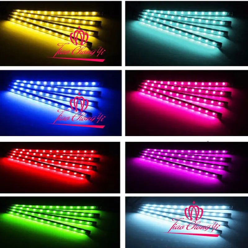 4 полосы 12 LED Автомобильная Атмосфера RGB телефон приложение музыка управления