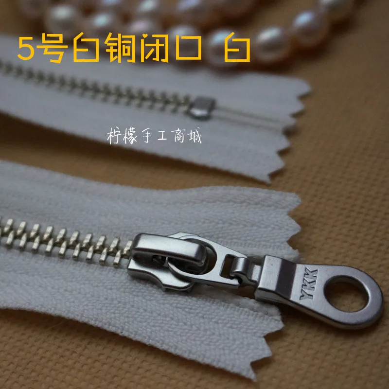 

YKK 5 metal white copper closed zipper 15-50cm garment pockets dedicated