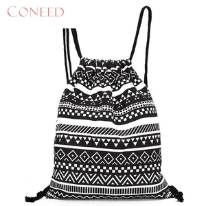 CONEED школьные сумки, модные сумки с ручками, Очаровательная симпатичная унисекс Ретро Геометрическая Сумка на шнурке с рисунком Oct16