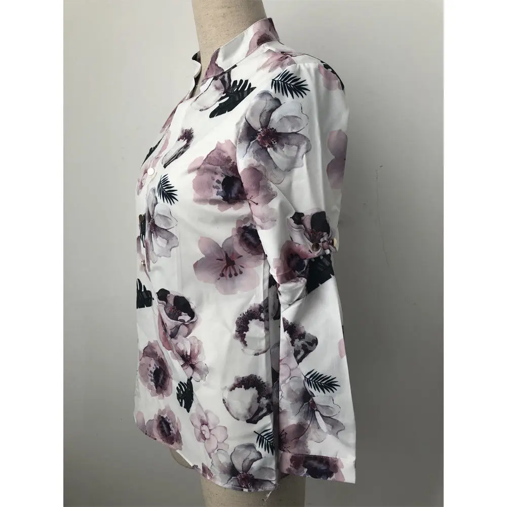 

Fashion Women Ladies Loose T Shirt Floral Print Long Sleeve Blouse Casual Tops