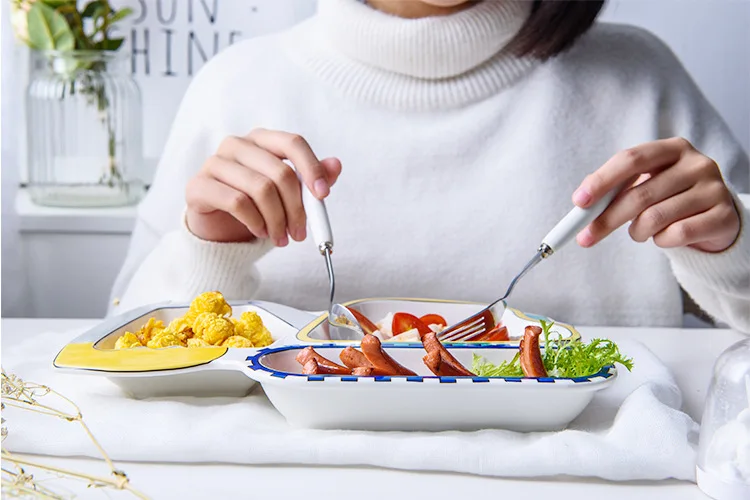 Домашняя детская тарелка посуда из сетки керамическая креативная миска для риса