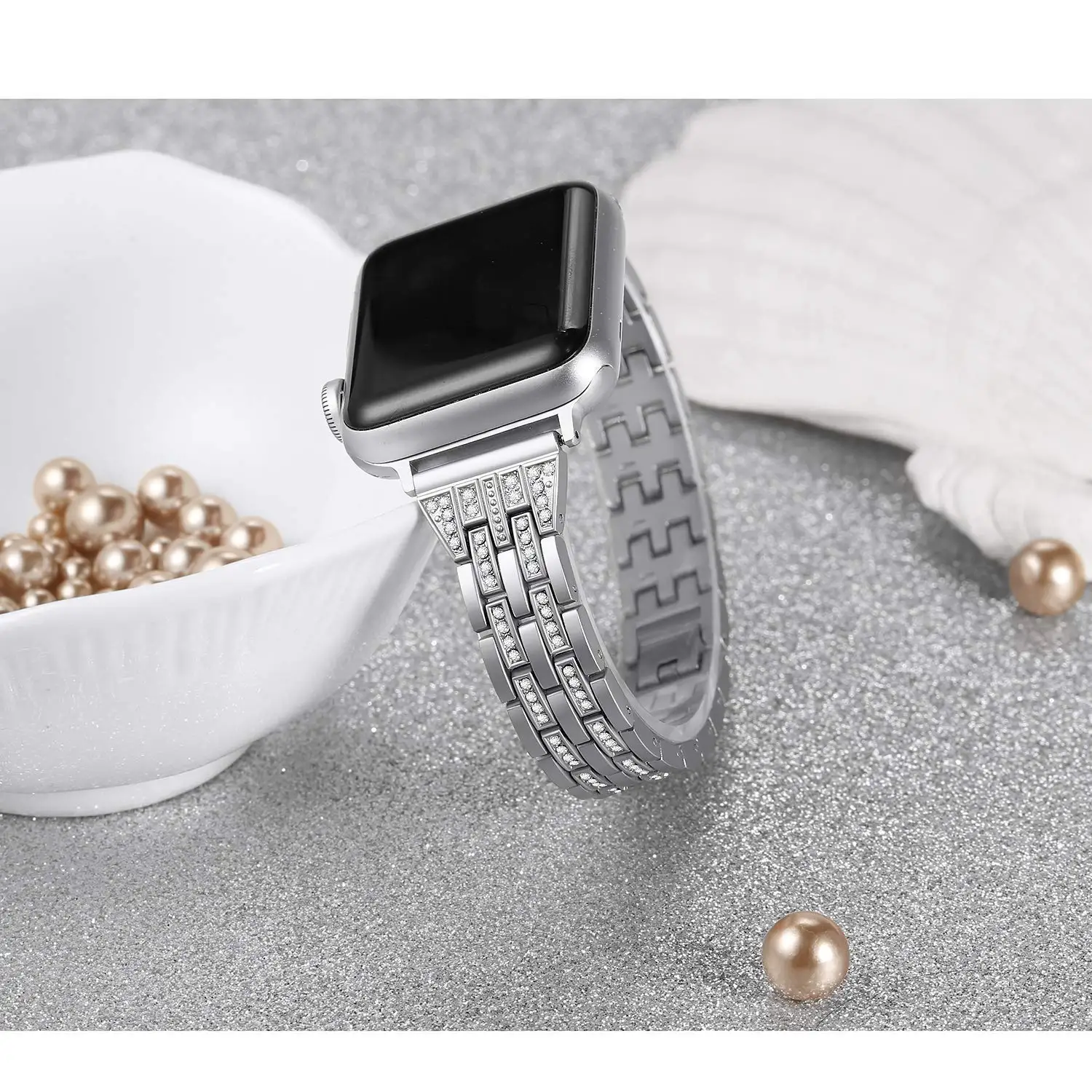 Роскошное украшение Бриллиантовая Band для Apple Watch 38 40 мм/42 44 мм браслет женский