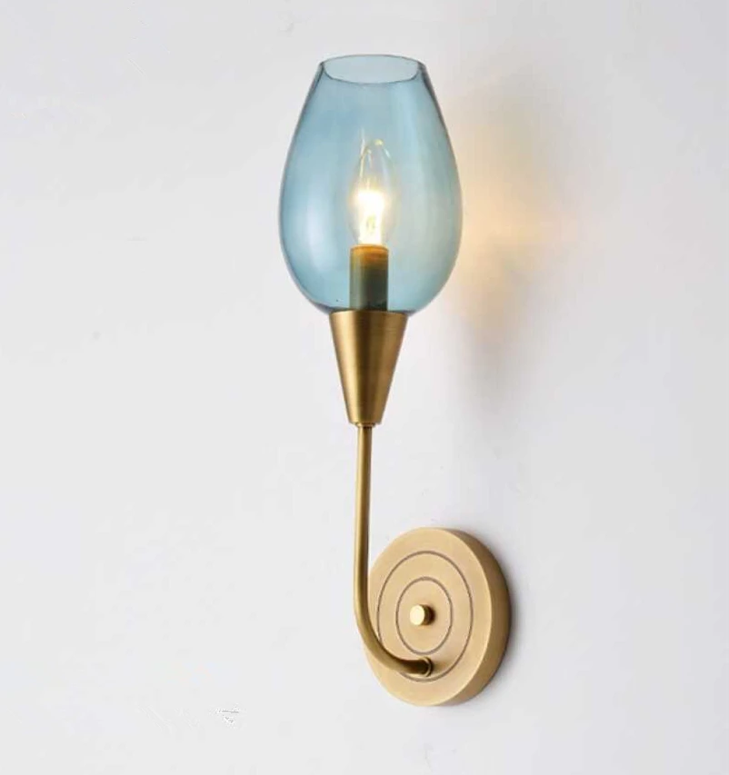 1 light blue Роскошные Европа Медь Led люстра E14 Стекло Люстра для Гостиная Led Lamparas подвесной светильник Светодиодная лампа для внутреннего освещения лампы - Цвет абажура: 1 light blue