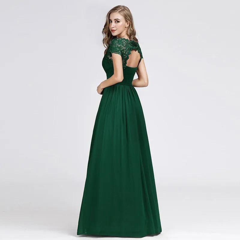 Элегантные темно зеленые платья для подружки невесты трапециевидные кружевные