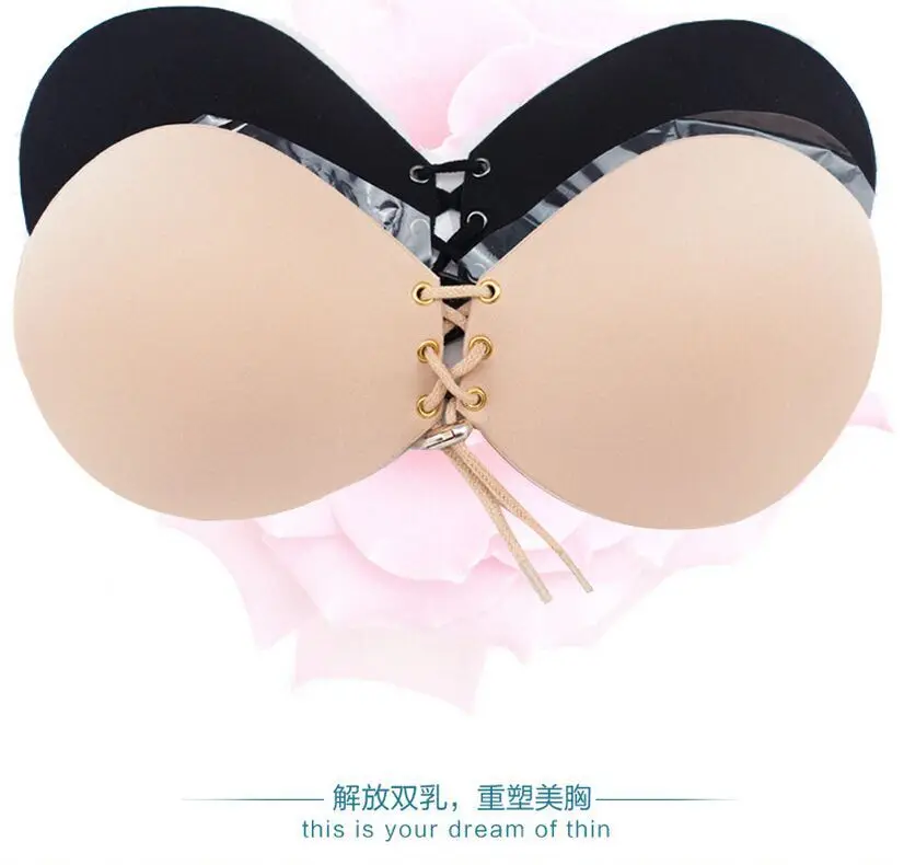 Women Front Closure Silicone Self-Adhesive Half Cup Wire Free Backless Strapless Seamless Push Up Bra For Female Intimates