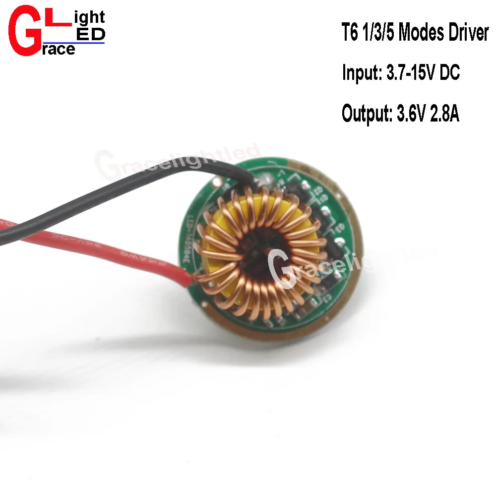 2pcs Cree XML T6 U2 L2 5Mode /1Mode /3Mode LED Driver 22mm DC3.7V-15V Input 2800mA Output For Series | Лампы и освещение