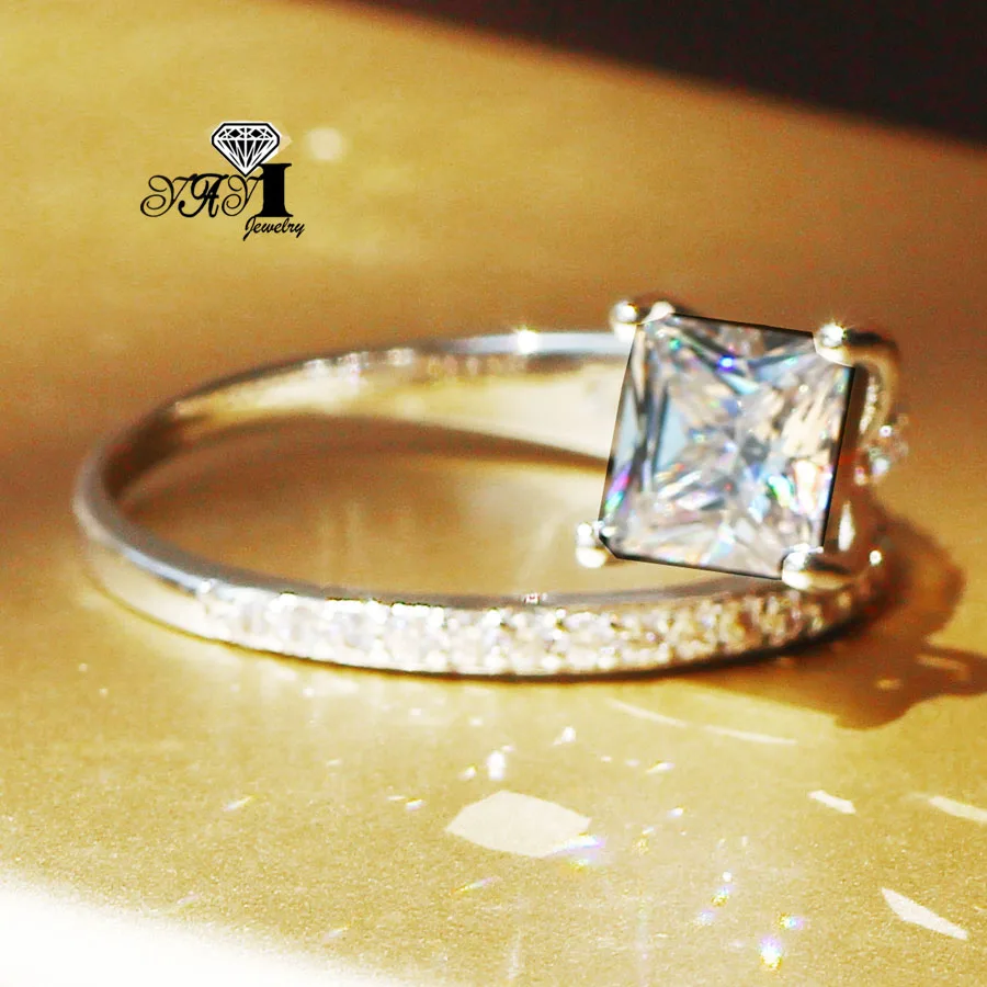 YaYI Jewelry Fashion Princess Cut 3.2CT White Zircon Silver Color Engagement Rings wedding Party | Украшения и аксессуары
