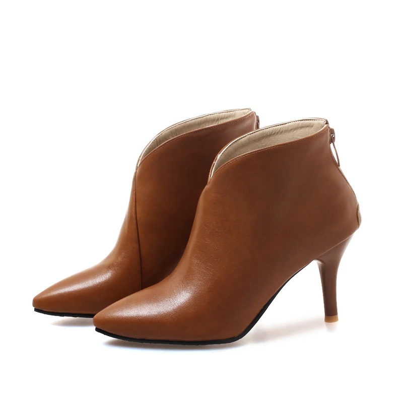 yellow thick cotton BeckyWalk/Демисезонные ботильоны на высоком тонком каблуке-шпильке с острым носком; женские ботинки; теплая плюшевая зимняя пикантная обувь для женщин; WSH3053 - Цвет: yellow thick cotton