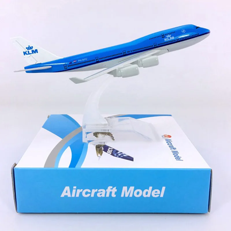 

16CM 1:400 Boeing B747-400 model Dutch Airlines KLM with base alloy aircraft plane collectible display toy model collection Toys