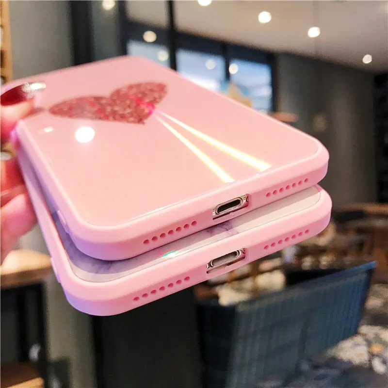 FQYANG класса люкс Мрамор чехол для iPhone X XS MAX XR Стекло 8 P 7 6 6SP Жесткий Чехол S розовый
