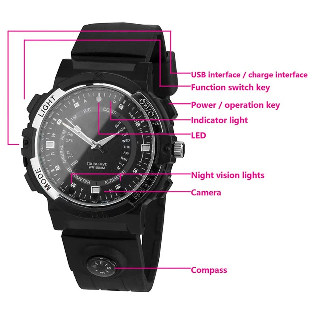 Fox8 Sport Smart Watch Wifi Camera HD 1280x720P IP watch Mini Car Digital Video Recorder with LED floodlight | Электроника