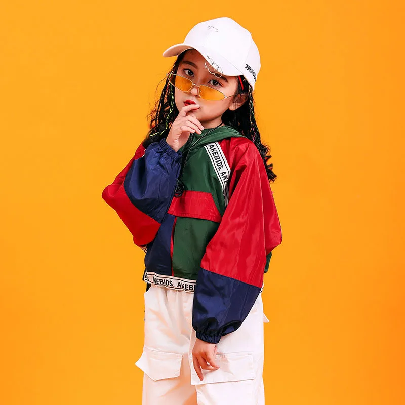 girls tops Детская одежда в стиле хип-хоп; толстовка с капюшоном; рубашка; топы; повседневные брюки для девочек и мальчиков; танцевальный костюм; одежда для бальных танцев - Цвет: girls tops