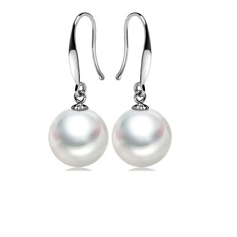 Новинка 2016 модные серьги с белым жемчугом 11 мм серьги-подвески дизайнерские