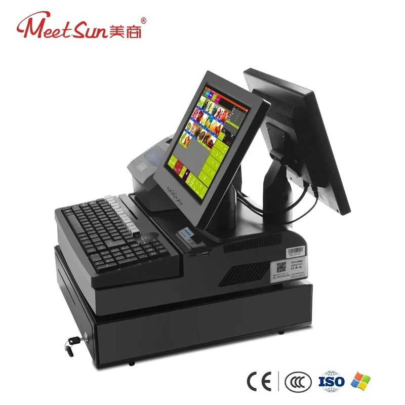 Meetsun MS 910D 2 POS все в одном Двойной Экран ПК Системы кассовый 12 ''ЖК дисплей