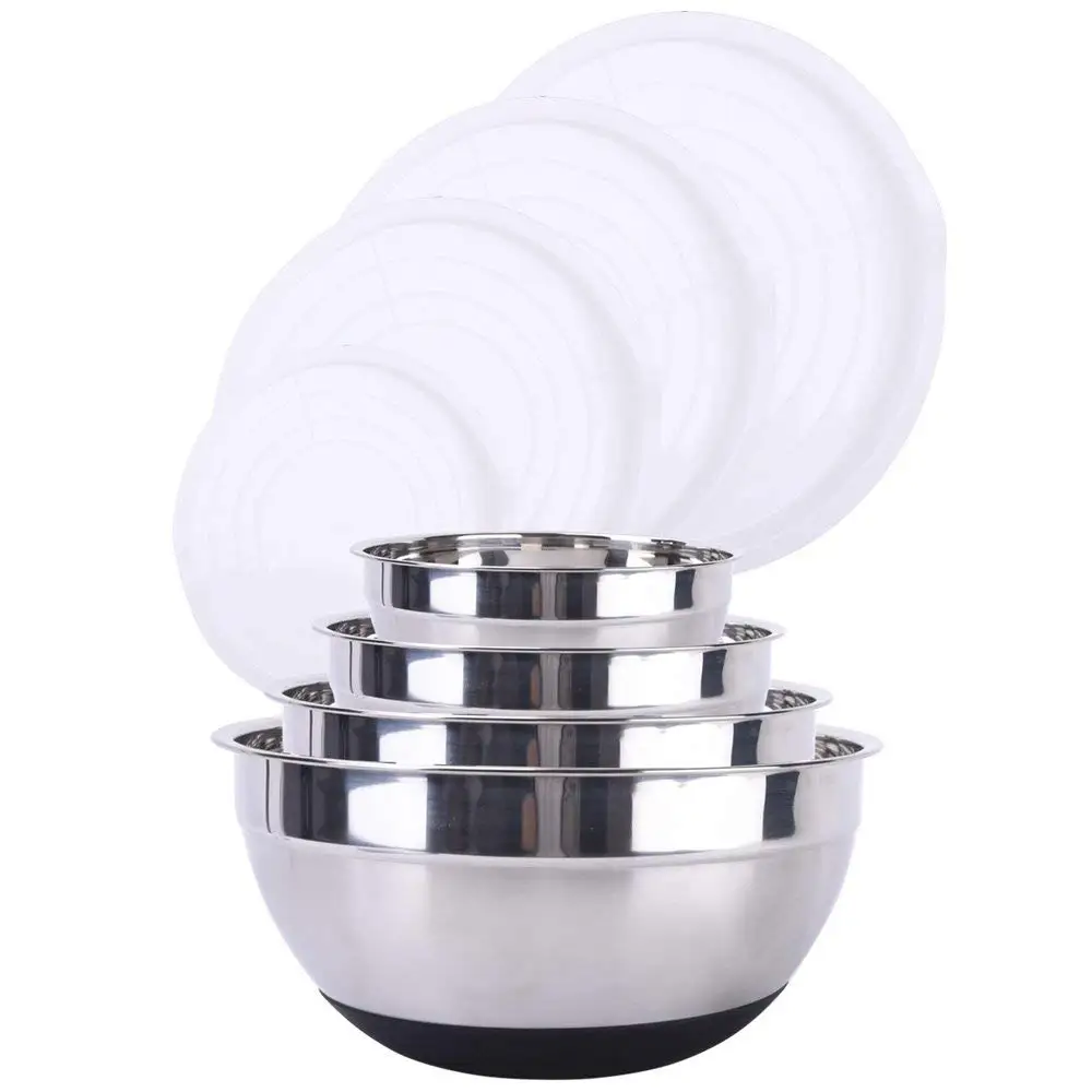 Чакванская миска из нержавеющей стали эргономичная Нескользящая силиконовая