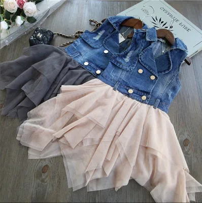 Spring new girls mesh princess dress vest cowboy | Детская одежда и обувь