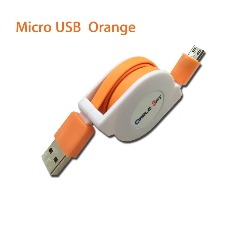 Orange Micro usb 2 м 3 м Micro USB Выдвижной кабель для xiaomi redmi note 6 5 6a 5a 4x3 s huawei 8a 20I honor 8x 7c a2 lite кабель для мобильного телефона - Цвет: Orange Micro usb