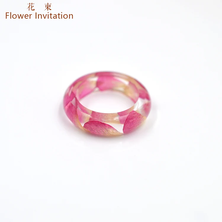 

Flower Invitation DIY Handmade Transparent Resin Ring Rose Dried Flowers Epoxy Resin Ring Anniversary for Women HJ22