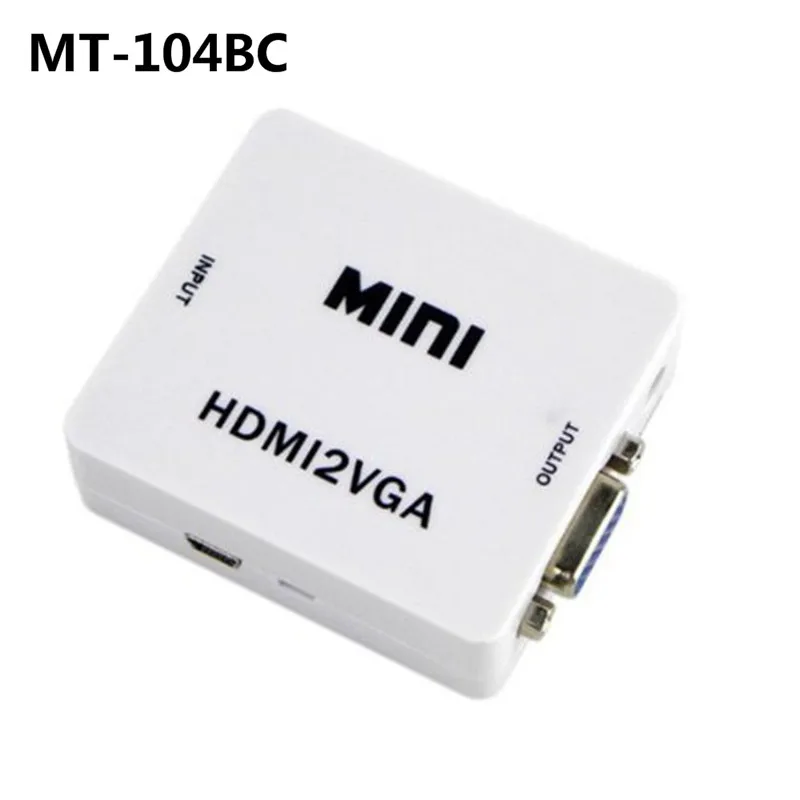 Мини адаптер HDMI в VGA HDMI2VGA HD1080P Аудио HD HDTV видео для ПК ноутбука конвертер белый