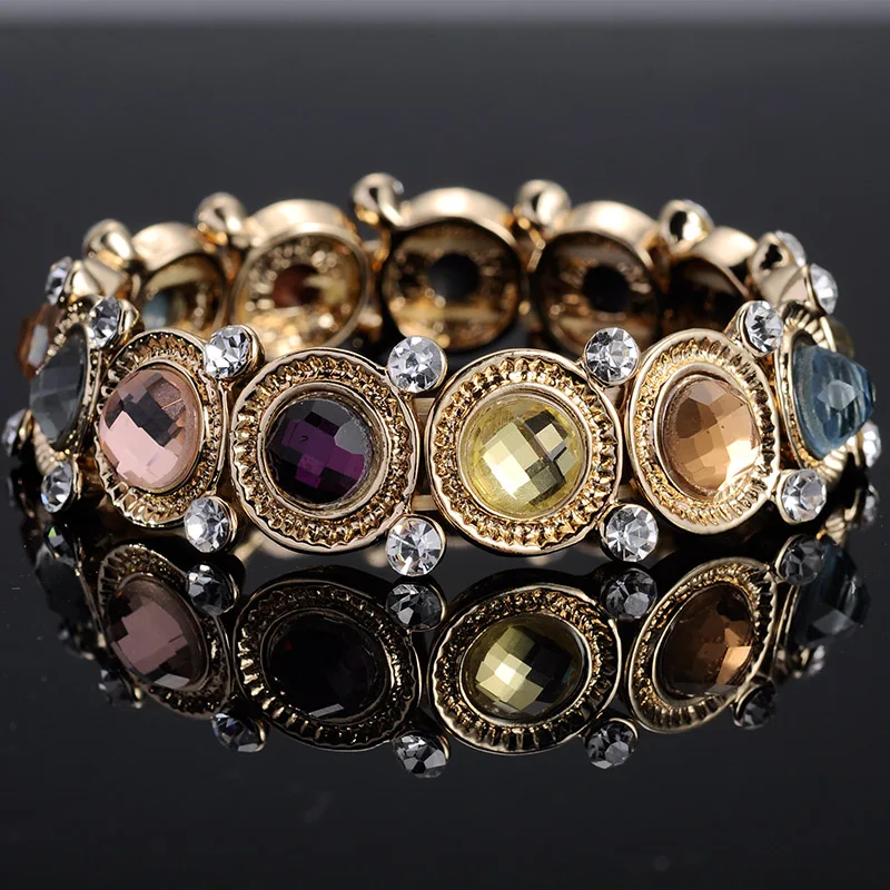 2018 Multi Rainbow Colors Crystal Rhinestone Elastic Bracelet Stretch Wrist Bangle Women Fashion Jewelry Gift | Украшения и